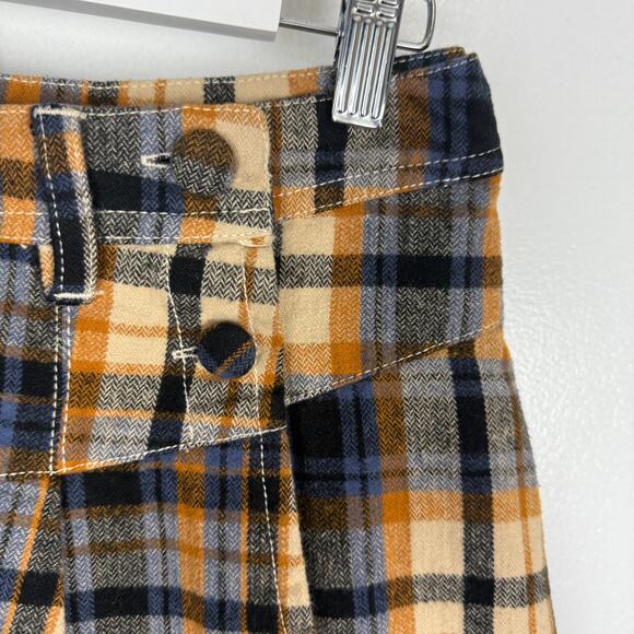 Free People Serena Micro Skort Plaid Skirt Undershorts Yellow Gray Sz 12 NWT - Picture 8 of 11